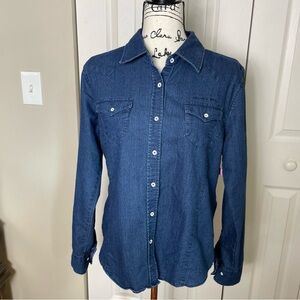 Mountain Horse Women's Button Up Soft Denim Shirt Long Sleeve Equestrian Size LG